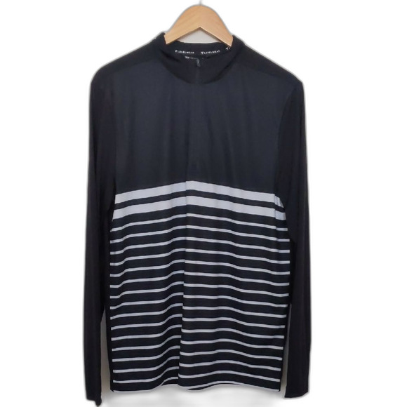 Other - NEW Men's Levelwear Athletic Black w/White Striped Long Sleeve Zip Golf Shirt M